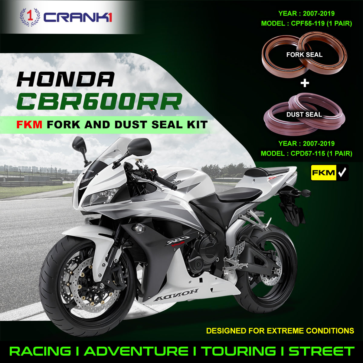 Fork And Dust Seals Kit For Honda CBR600RR (2007-2019) - CRANK1