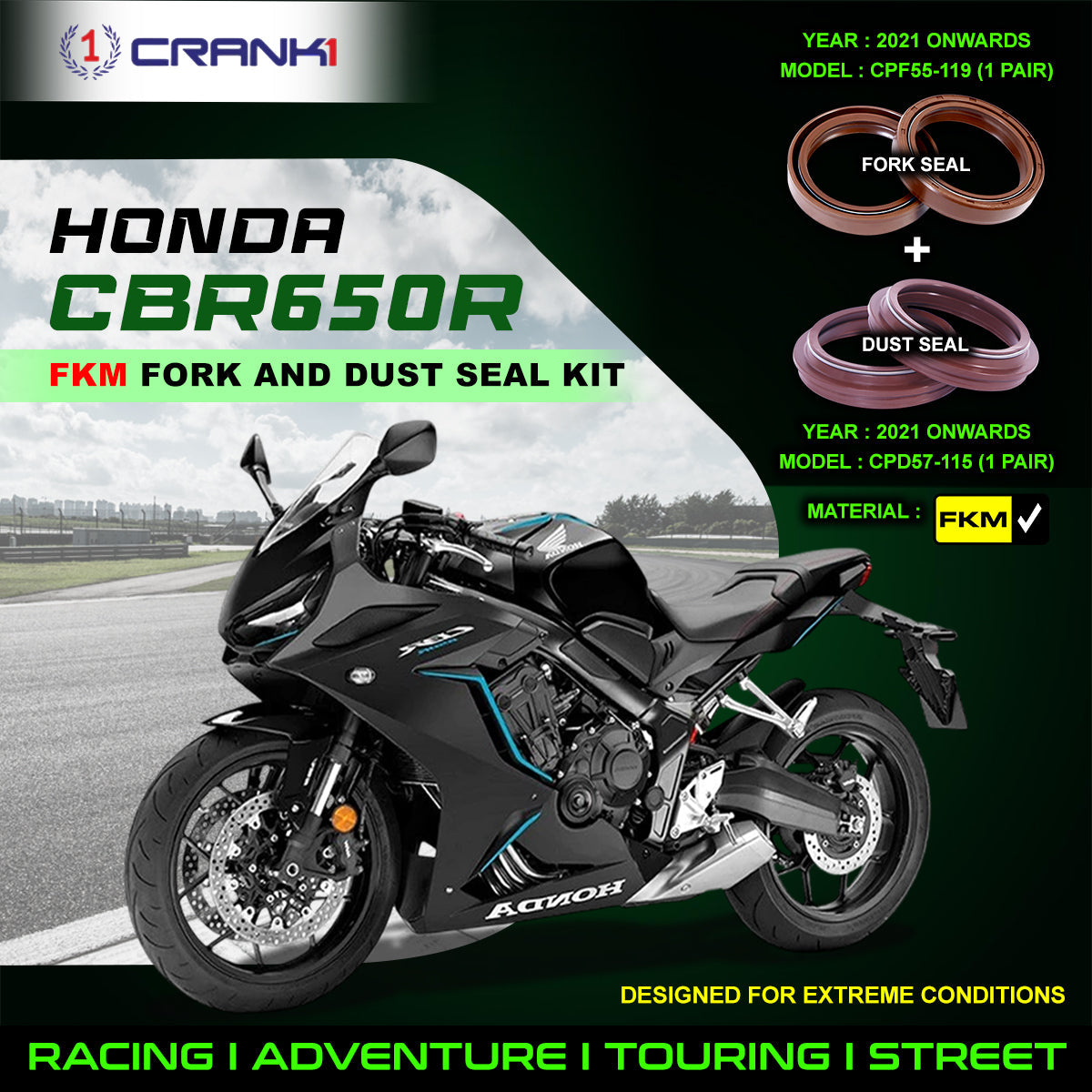 Fork And Dust Seals Kit For Honda CBR650R (2021 Onwards) - CRANK1