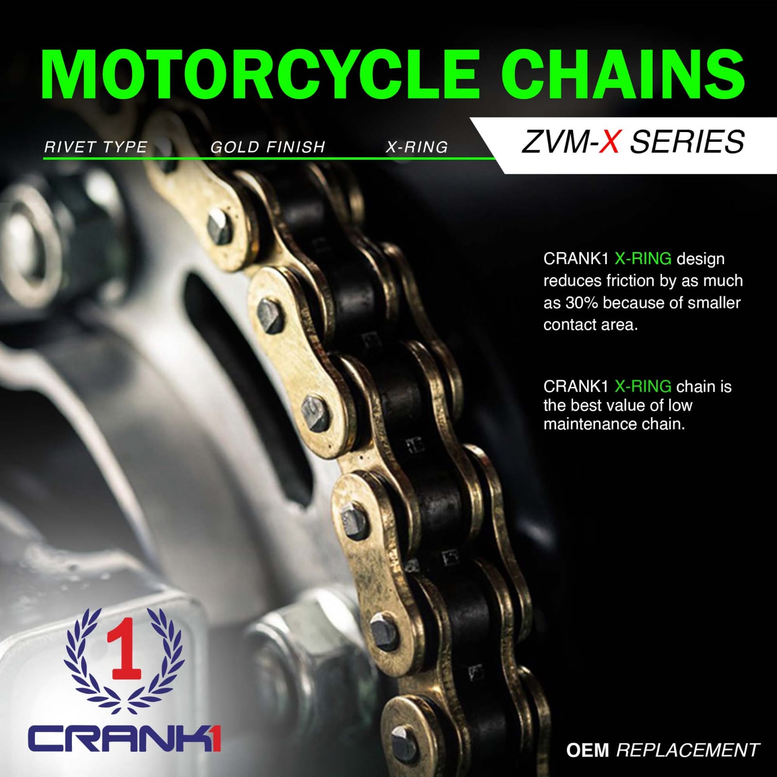 Chain For Triumph Trident 660 (2021) - 520 Pitch x 120 Links Gold (ZVMX) - CRANK1