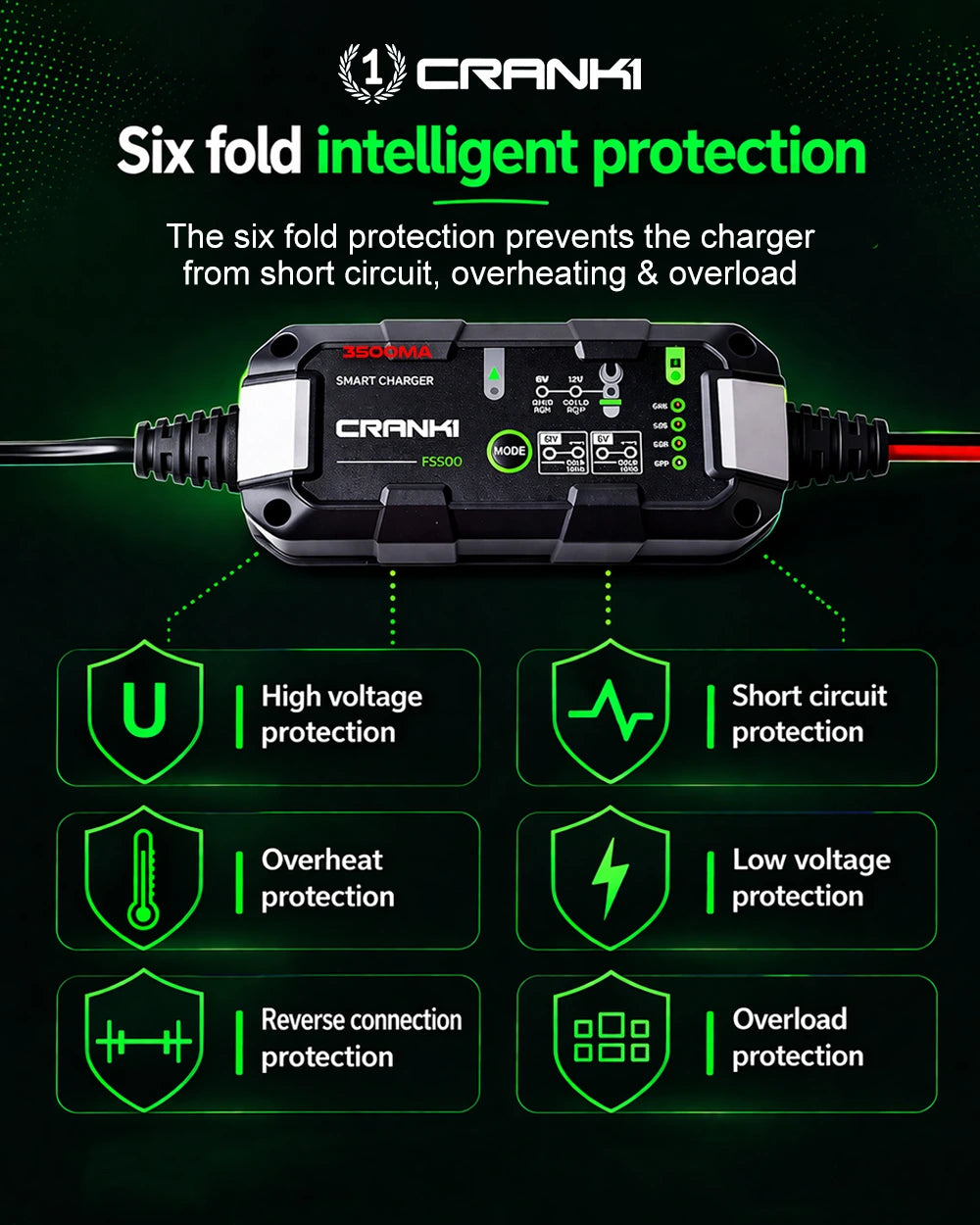 Charger For Car Battery - F3500 - CRANK1