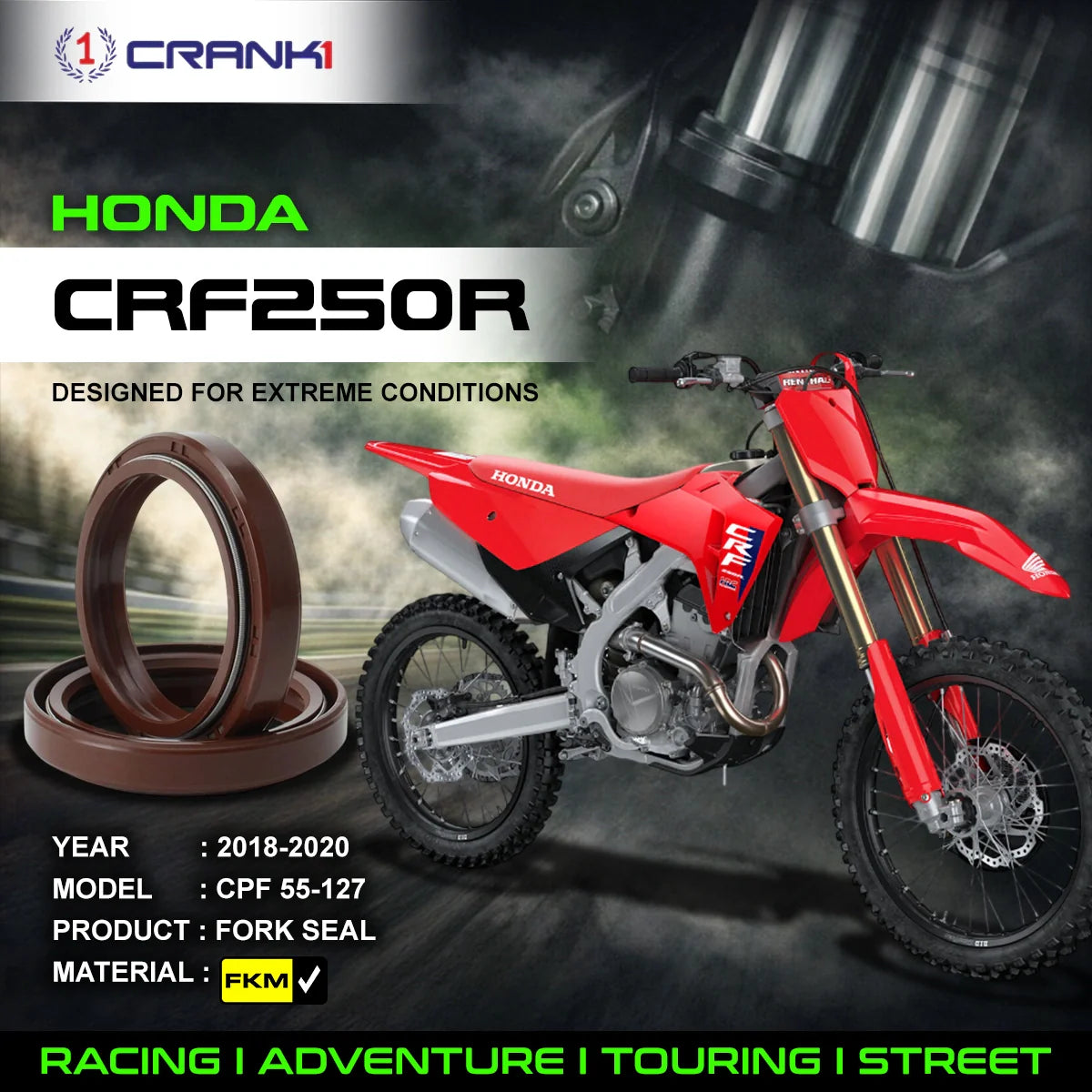 Fork Oil Seals Pair For Honda CRF250R (2018-2020) - CPF55-127 - CRANK1