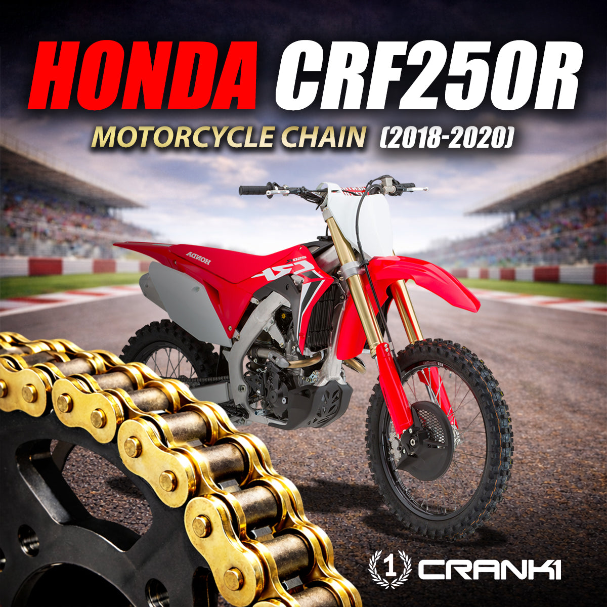 Chain For Honda CRF250R (2018-2020) - 520 Pitch x 114 Links Gold (ZVMX) - CRANK1