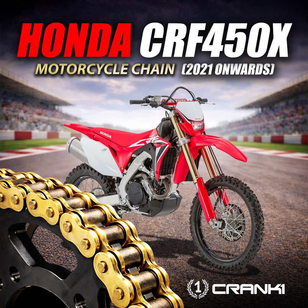 Chain For Honda CRF450X (2021 Onwards) - 520 Pitch x 114 Links Gold (ZVMX) - CRANK1
