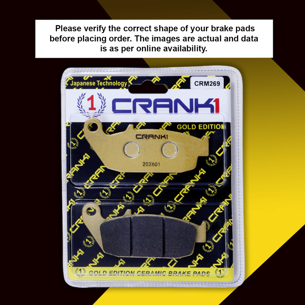 Ceramic Brake Pads For TVS Apache RTR 180 - Rear - CRM269 - 1 Set - CRANK1