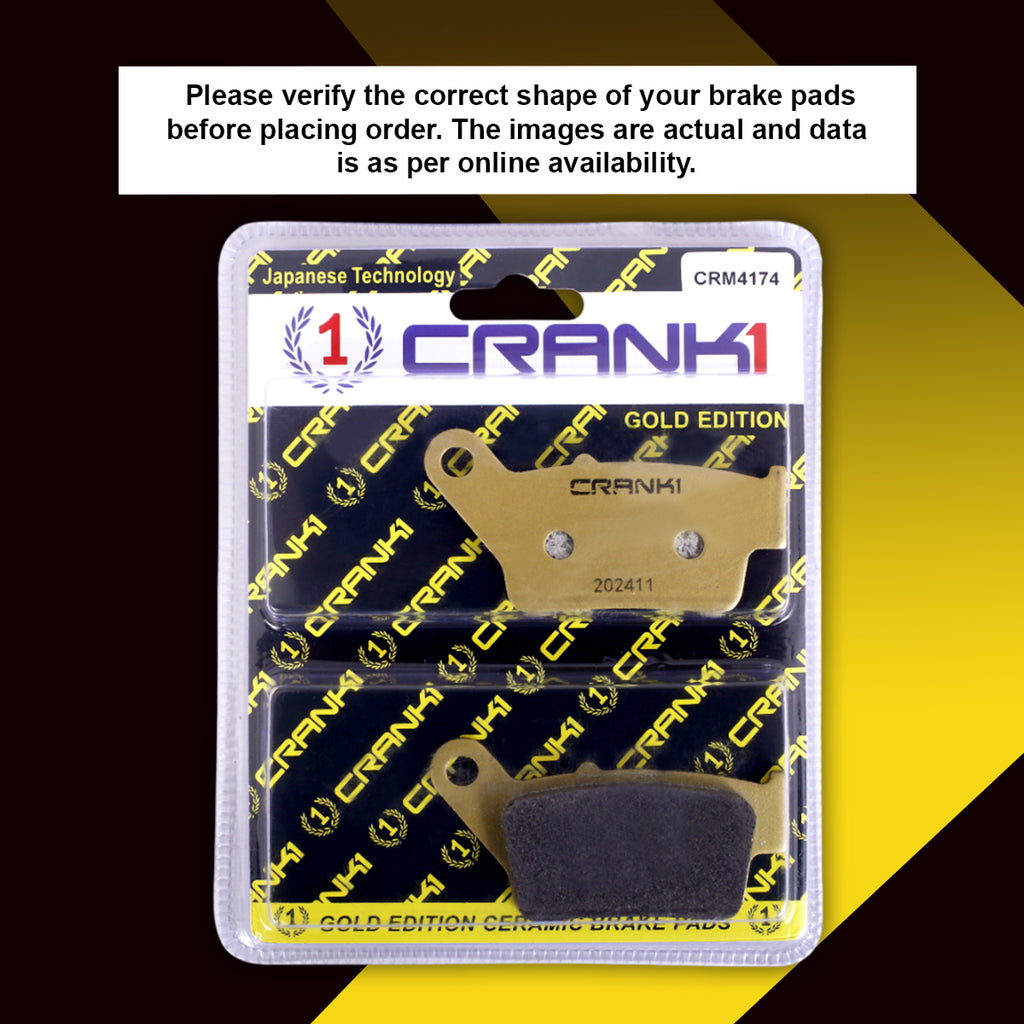 Ceramic Brake Pads For Bajaj Pulsar N250 (2021-2025) - Rear - CRM4174 - 1 Set - CRANK1