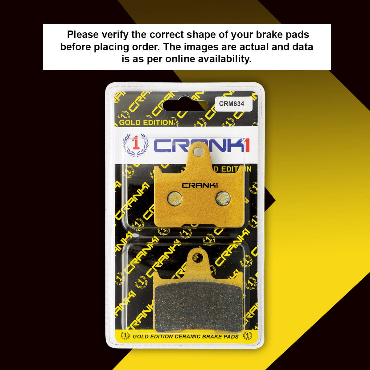 Ceramic Brake Pads For Harley Davidson Sportster Iron 883 (2014 Onwards) - Rear - CRM634 - 1 Set - CRANK1