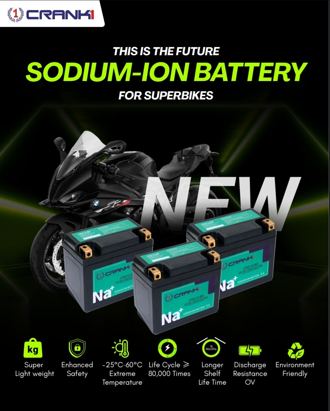 Battery For Honda CBR650R (2010-2025) - CRX10S - Sodium-Ion - Factory Activated - CRANK1