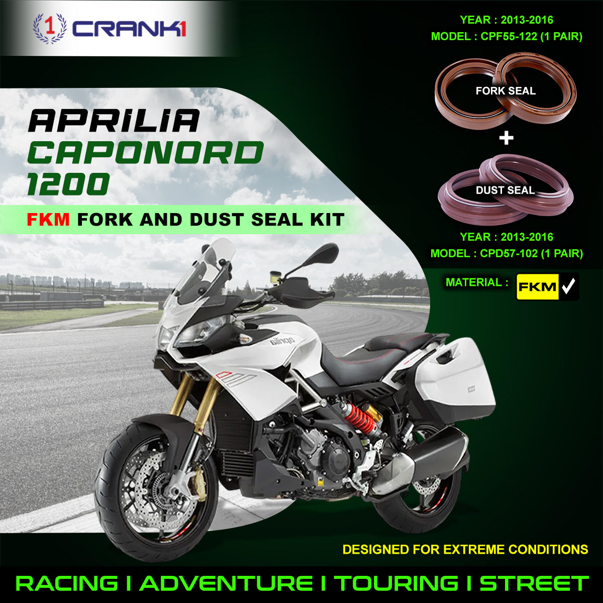 Fork And Dust Seals Kit For Aprilia Caponord 1200 (2013-2016) - CRANK1