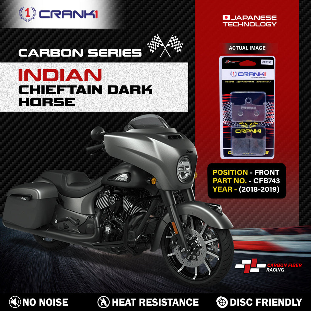 Carbon Brake Pads For Indian Chieftain Dark Horse (2018-2019) - Front - CFB743 - 2 Sets - CRANK1