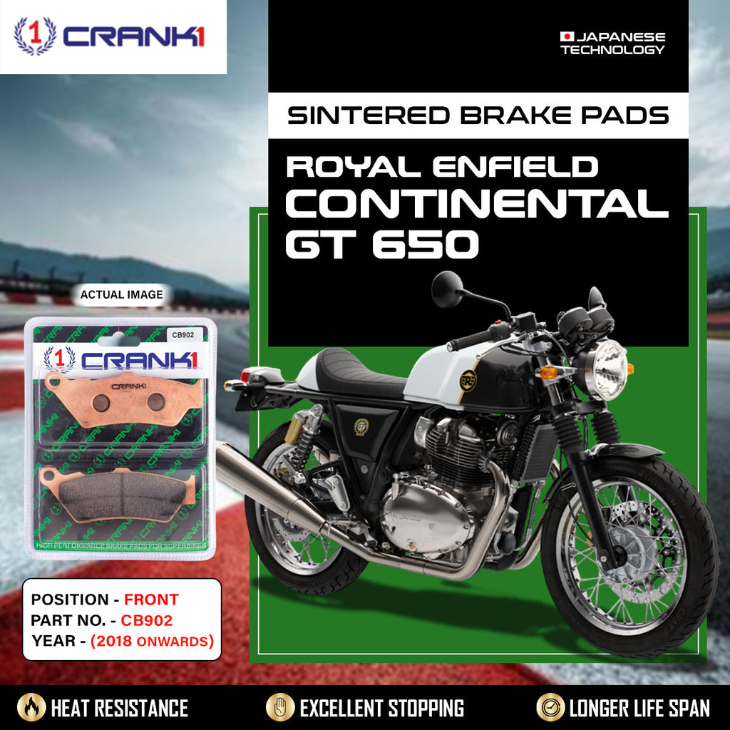 Sintered Brake Pads For Royal Enfield Continental GT 650 (2018 Onwards) - Front - CB902 - 1 Set - CRANK1