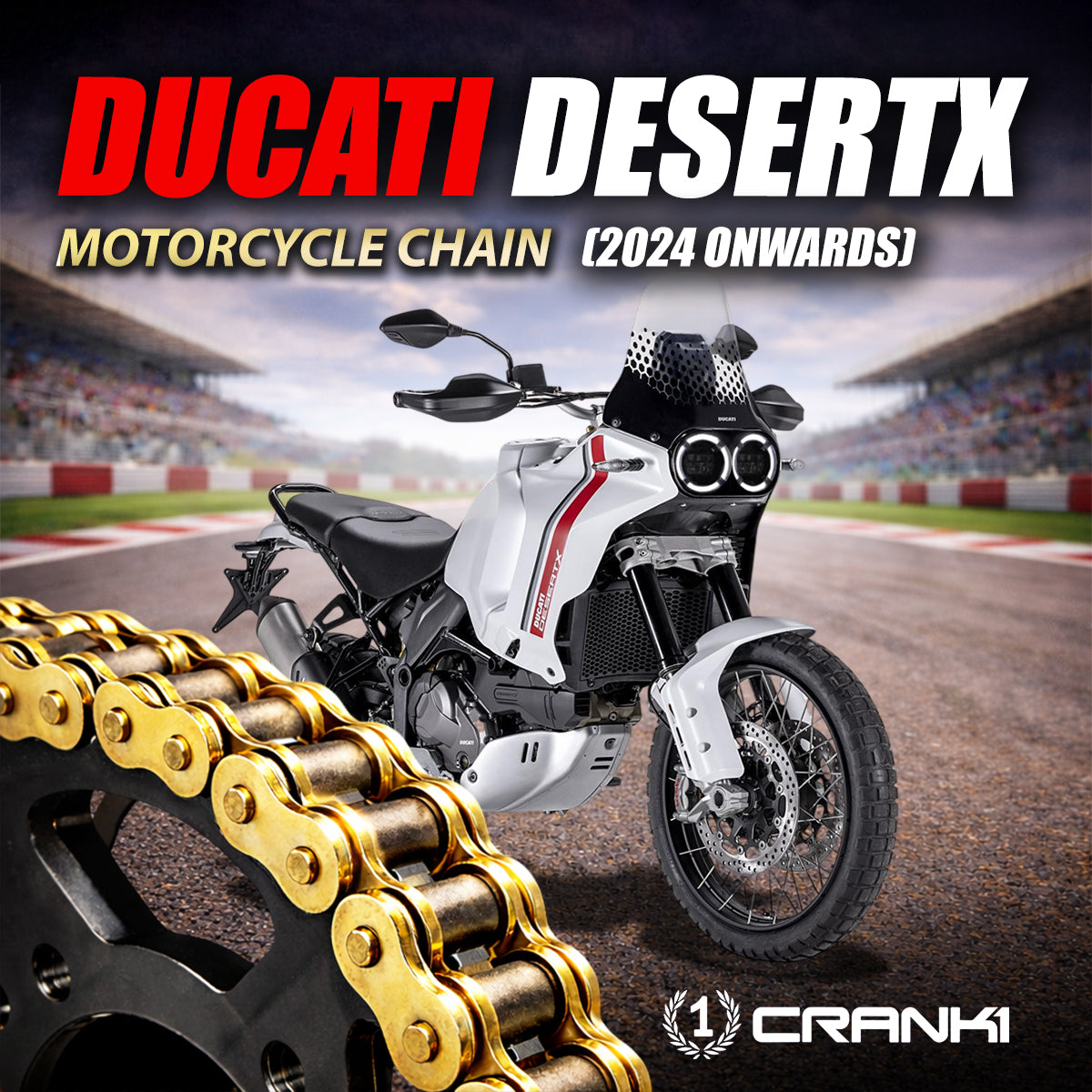 Chain For Ducati DesertX (2024 Onwards) - 525 Pitch x 114 Links Gold (ZVMX) - CRANK1