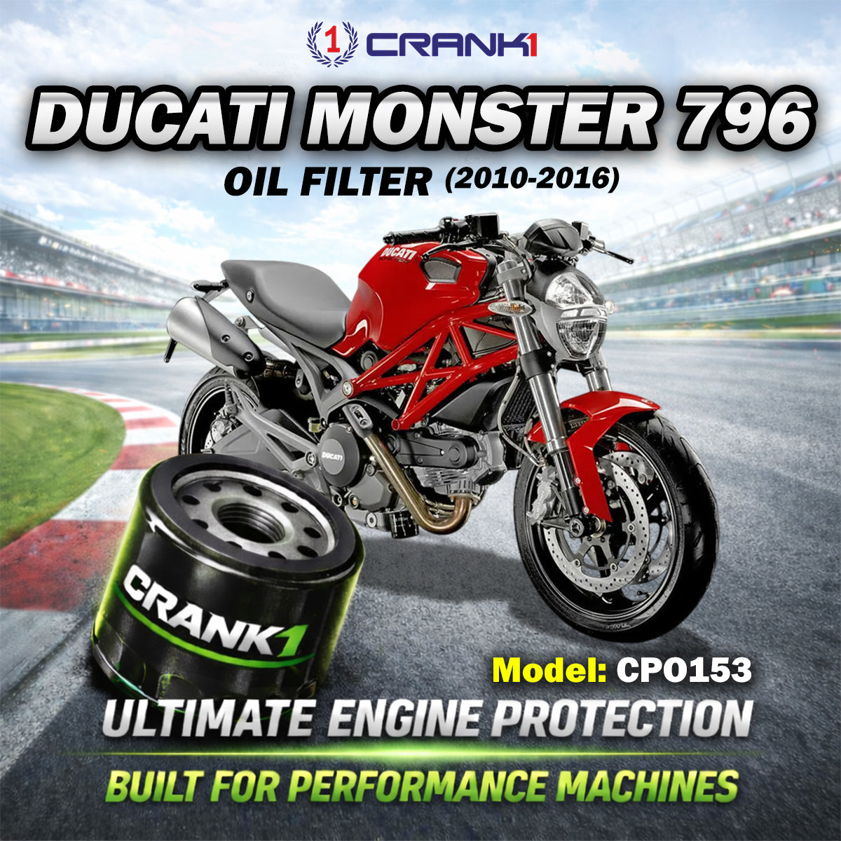 Oil Filter For Ducati Monster 796 (2010-2016) - CPO153 - CRANK1