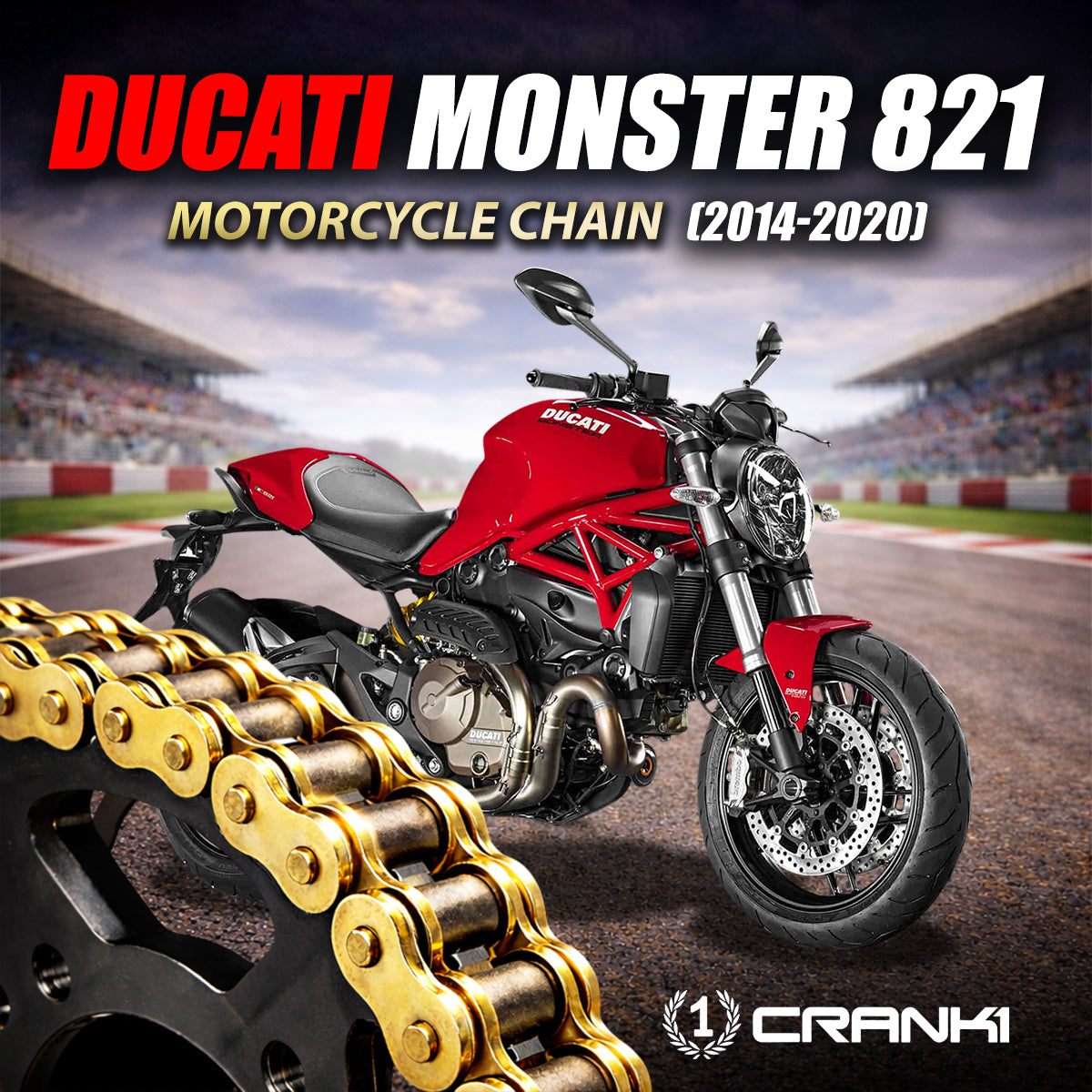 Chain For Ducati Monster 821 (2014-2020) - 520 Pitch x 108 Links Gold (ZVMX) - CRANK1