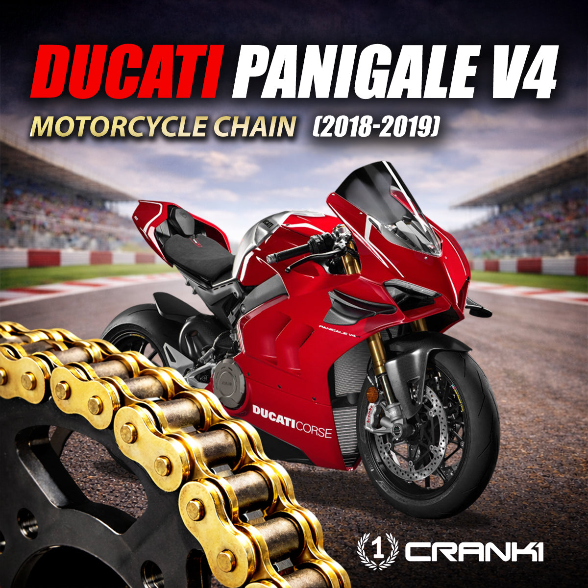 Chain For Ducati Panigale V4 (2018-2019) - 520 Pitch x 106 Links Gold (ZVMX) - CRANK1