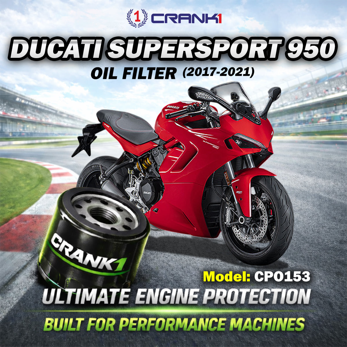Oil Filter For Ducati SuperSport 950 (2017-2021) - CPO153 - CRANK1