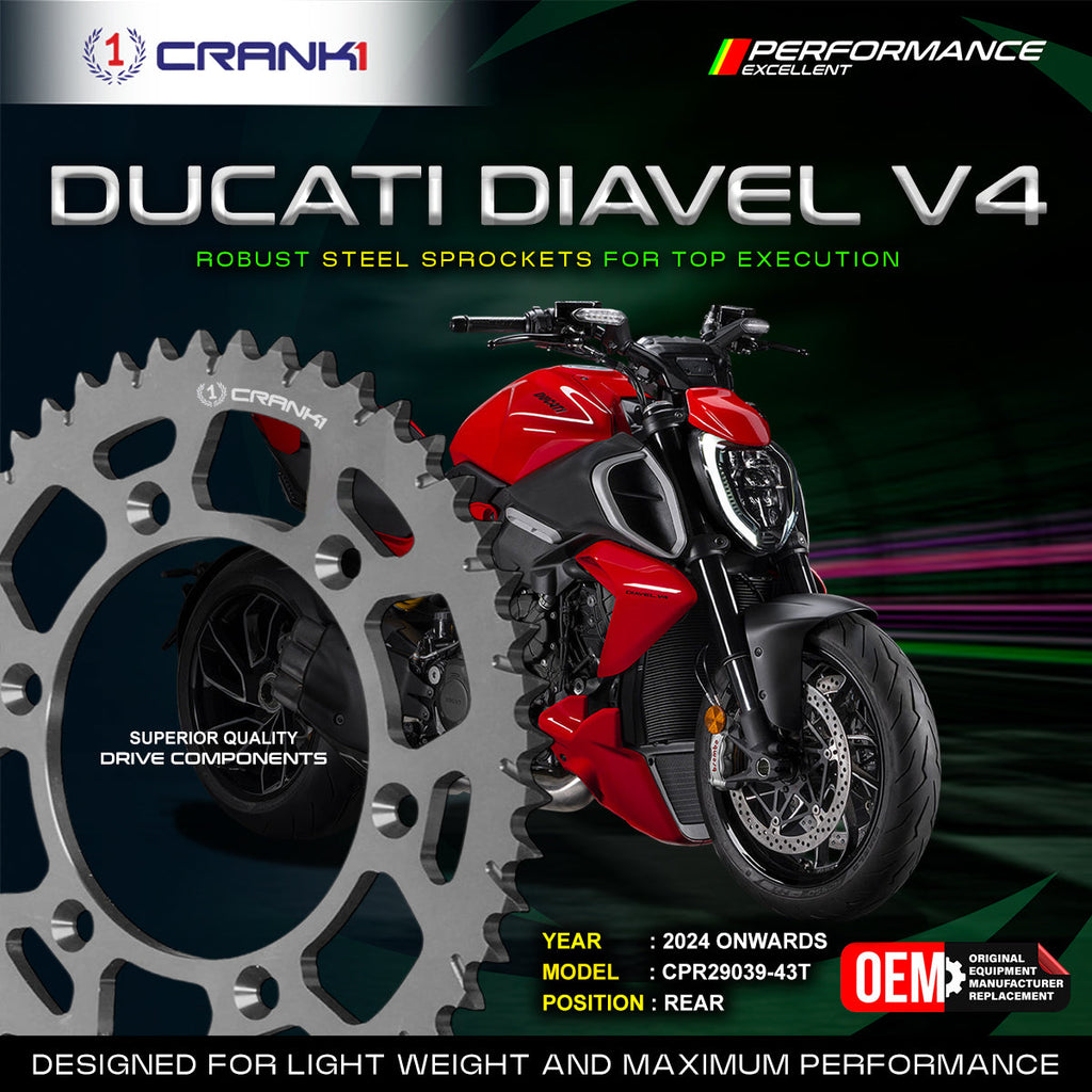 Sprocket For Ducati Diavel V4 (2024 Onwards) - Rear - CPR29039-43T - CRANK1
