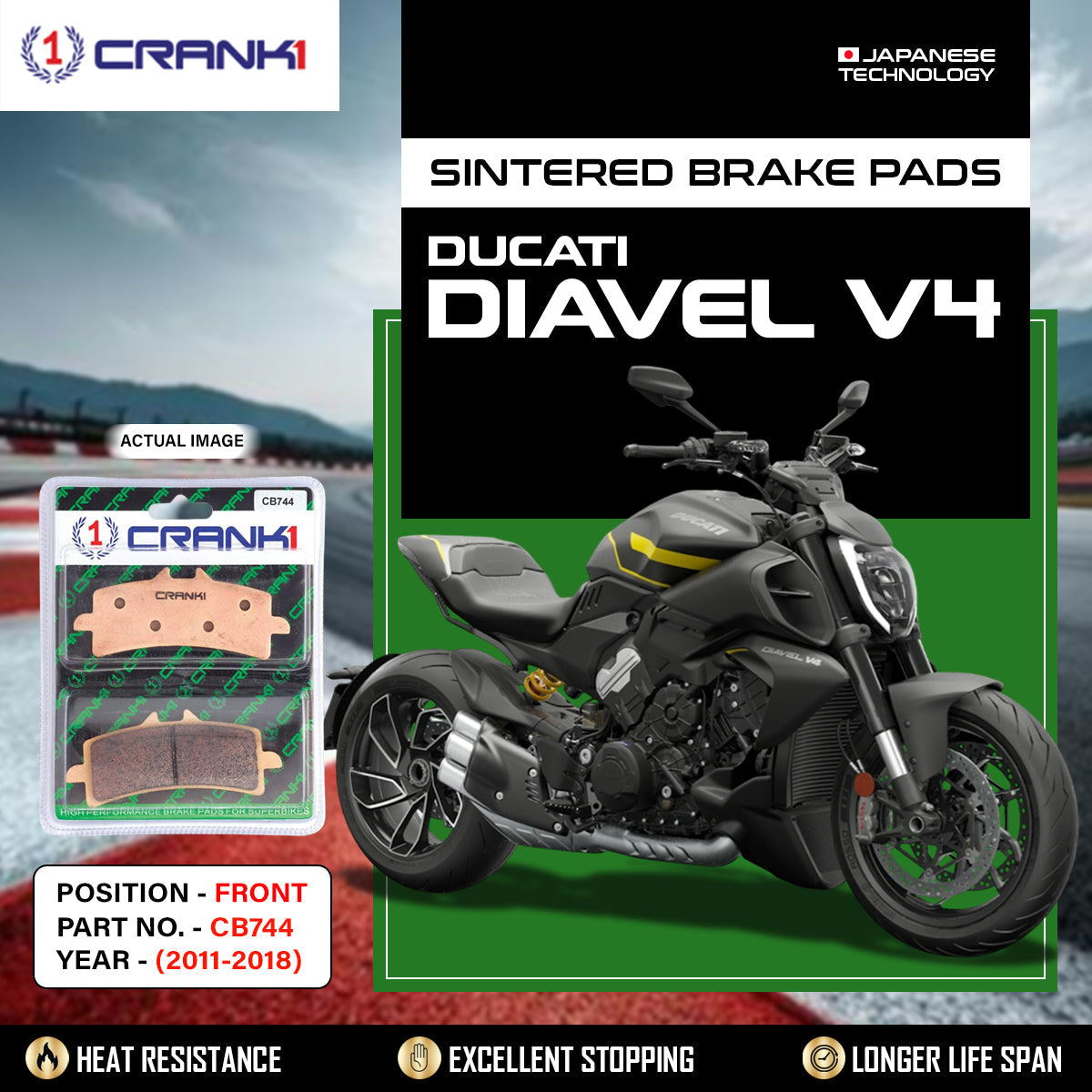Sintered Brake Pads For Ducati Diavel V4 (2011-2018) - Front - CB744 - 2 Sets - CRANK1