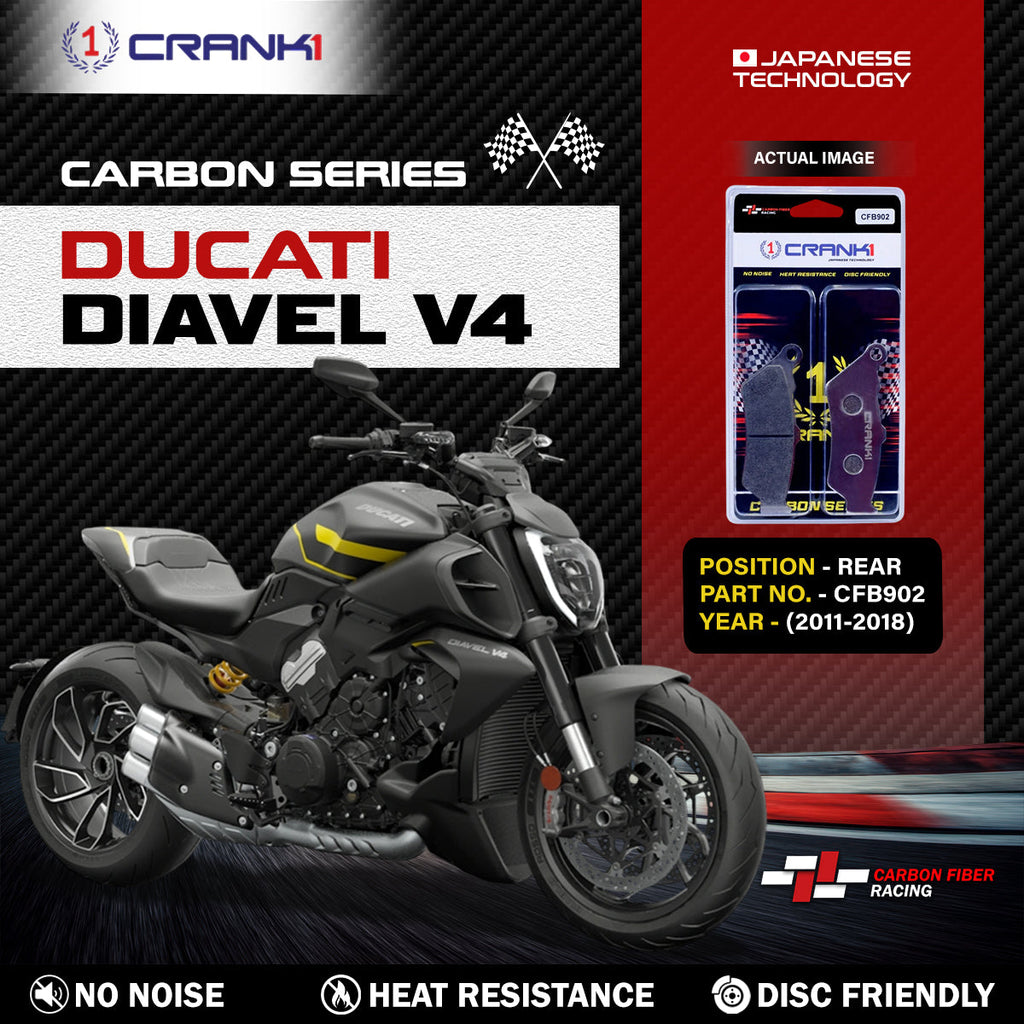 Carbon Brake Pads For Ducati Diavel V4 (2011-2018) - Rear - CFB902 - 1 Set - CRANK1