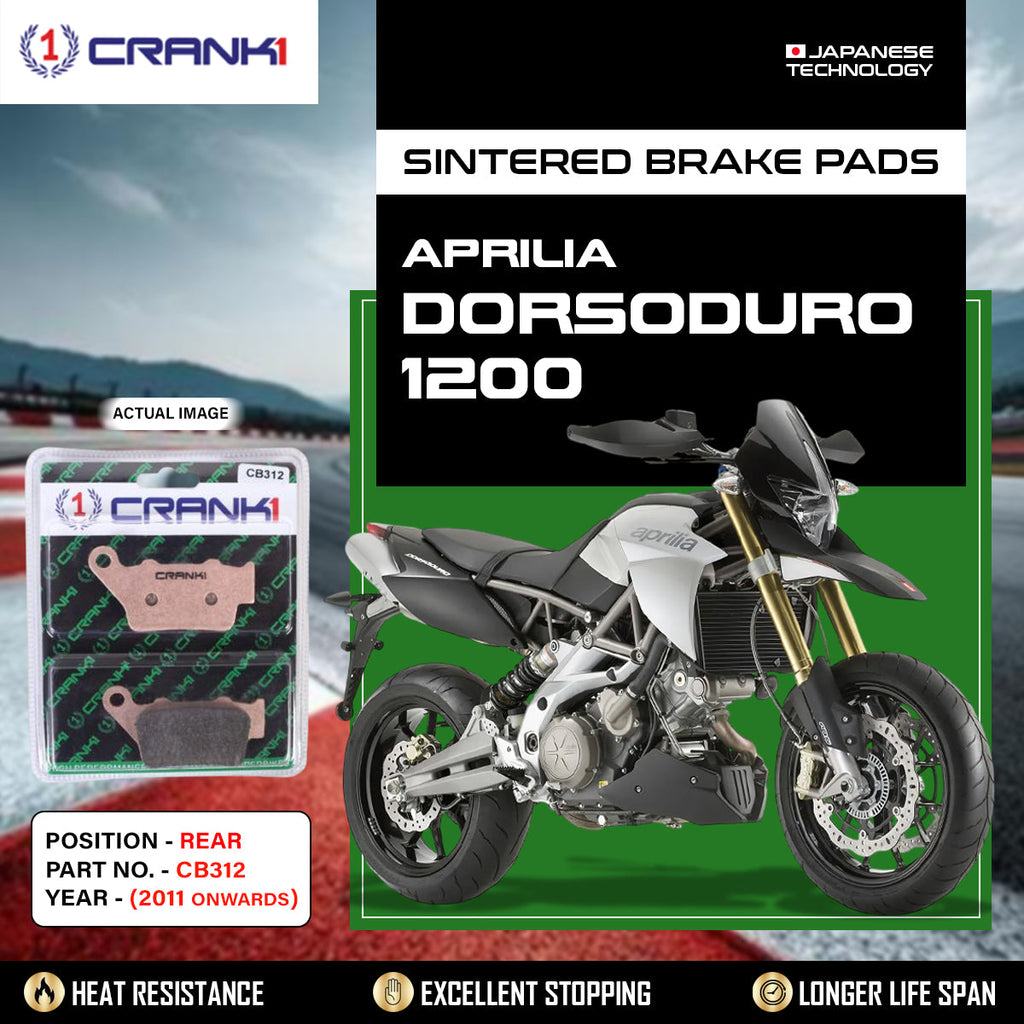 Sintered Brake Pads For Aprilia Dorsoduro 1200 (2011 Onwards) - Rear - CB312 - 1 Set - CRANK1