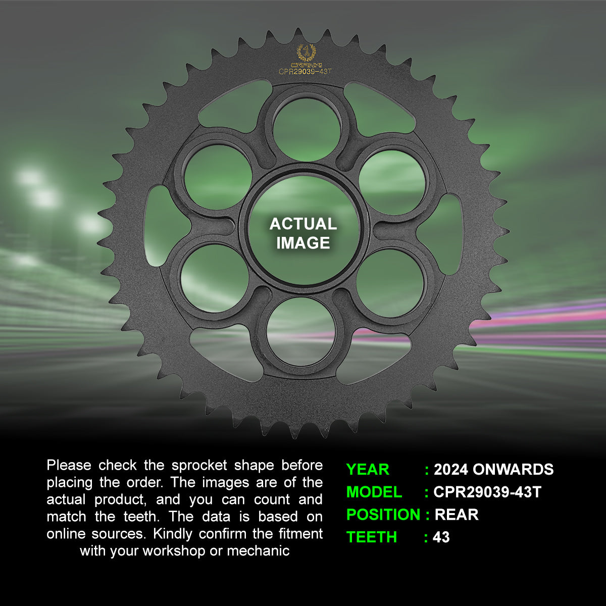 Sprocket For Ducati Diavel V4 (2024 Onwards) - Rear - CPR29039-43T - CRANK1