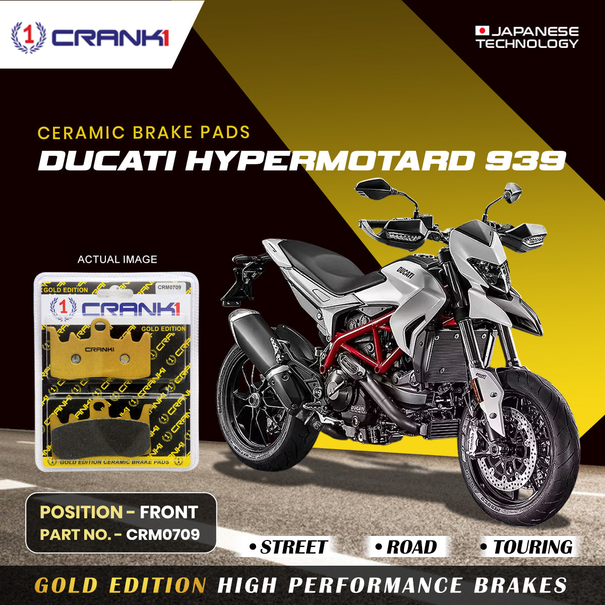 Ceramic Brake Pads For Ducati Hypermotard 939 - Front - CRM0709 - 2 Sets - CRANK1