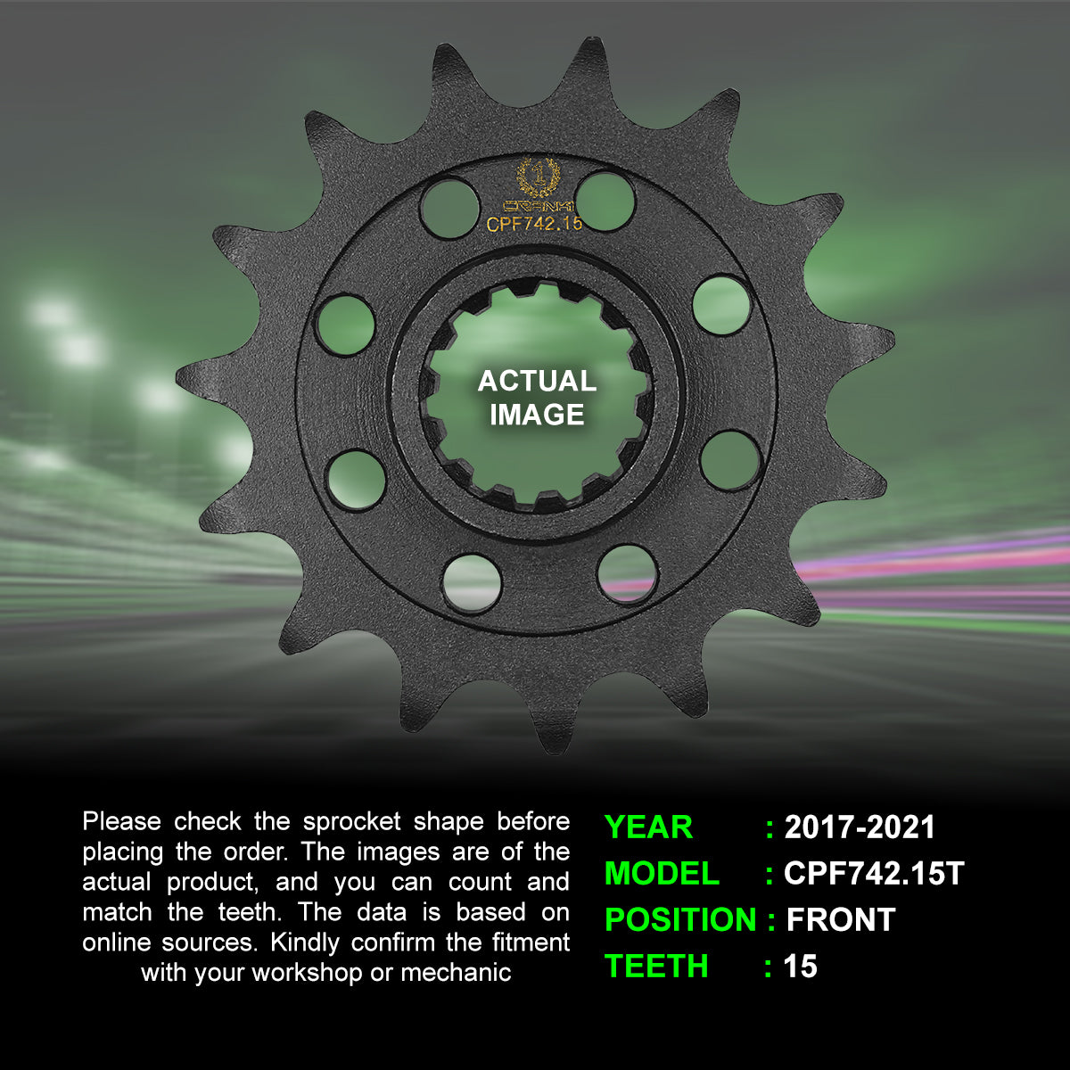 Sprocket For Ducati SuperSport 950 (2017-2021) - Front - CPF742.15T - CRANK1