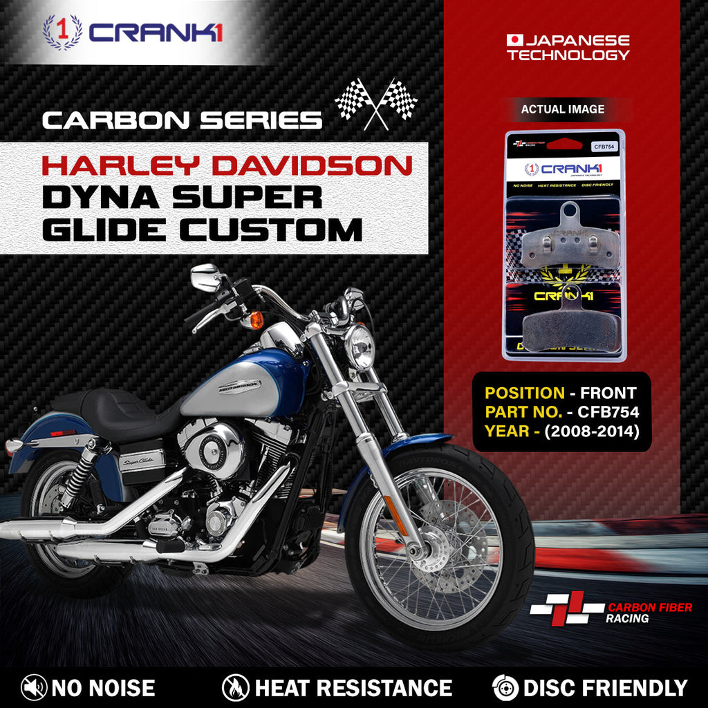 Carbon Brake Pads For Harley Davidson Dyna Super Glide Custom (2008-2014) - Front - CFB754 - 1 Set - CRANK1