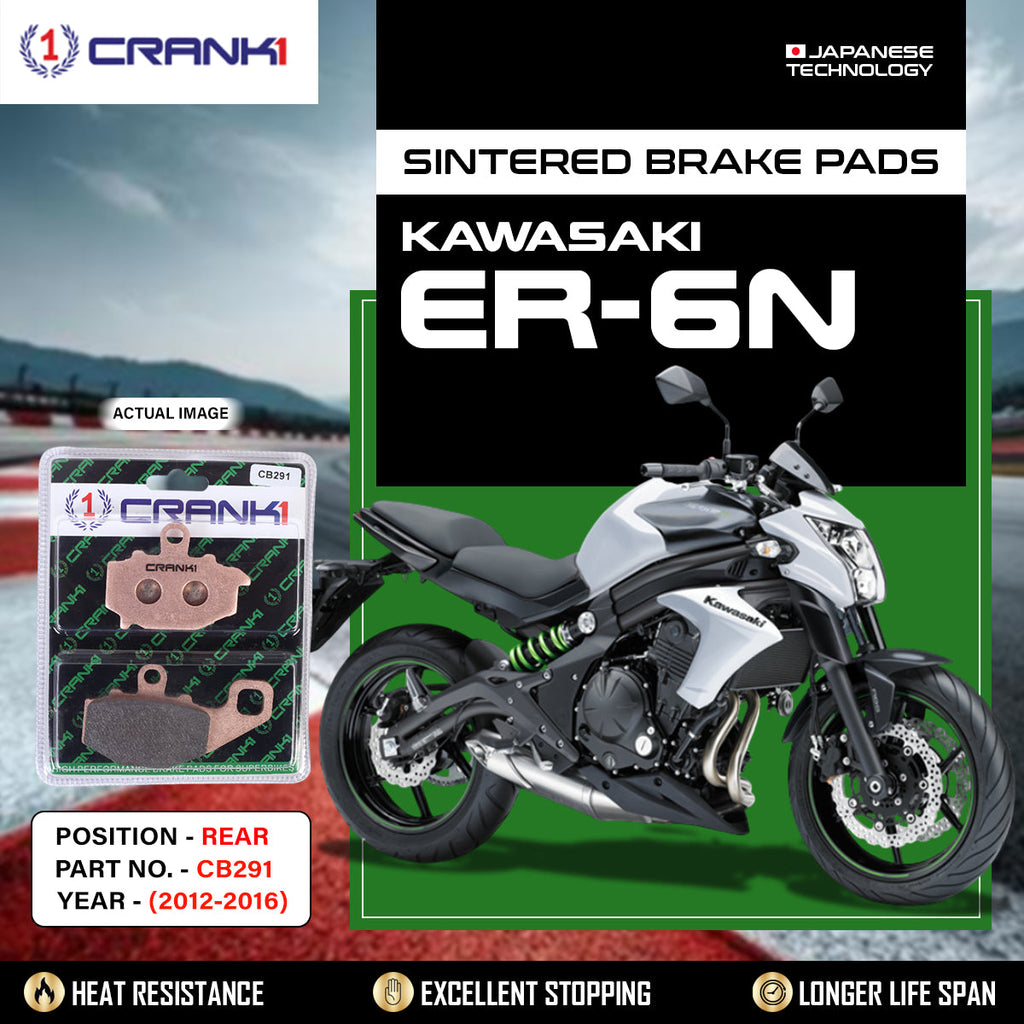 Sintered Brake Pads For Kawasaki ER-6n (2012-2016) - Rear - CB291 - 1 Set - CRANK1