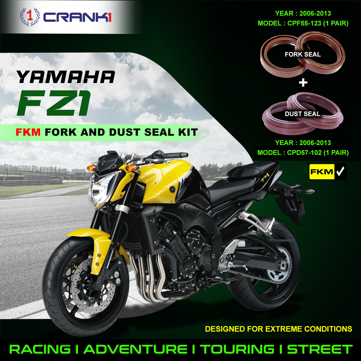Fork And Dust Seals Kit For Yamaha FZ1 (2006-2013) - CRANK1