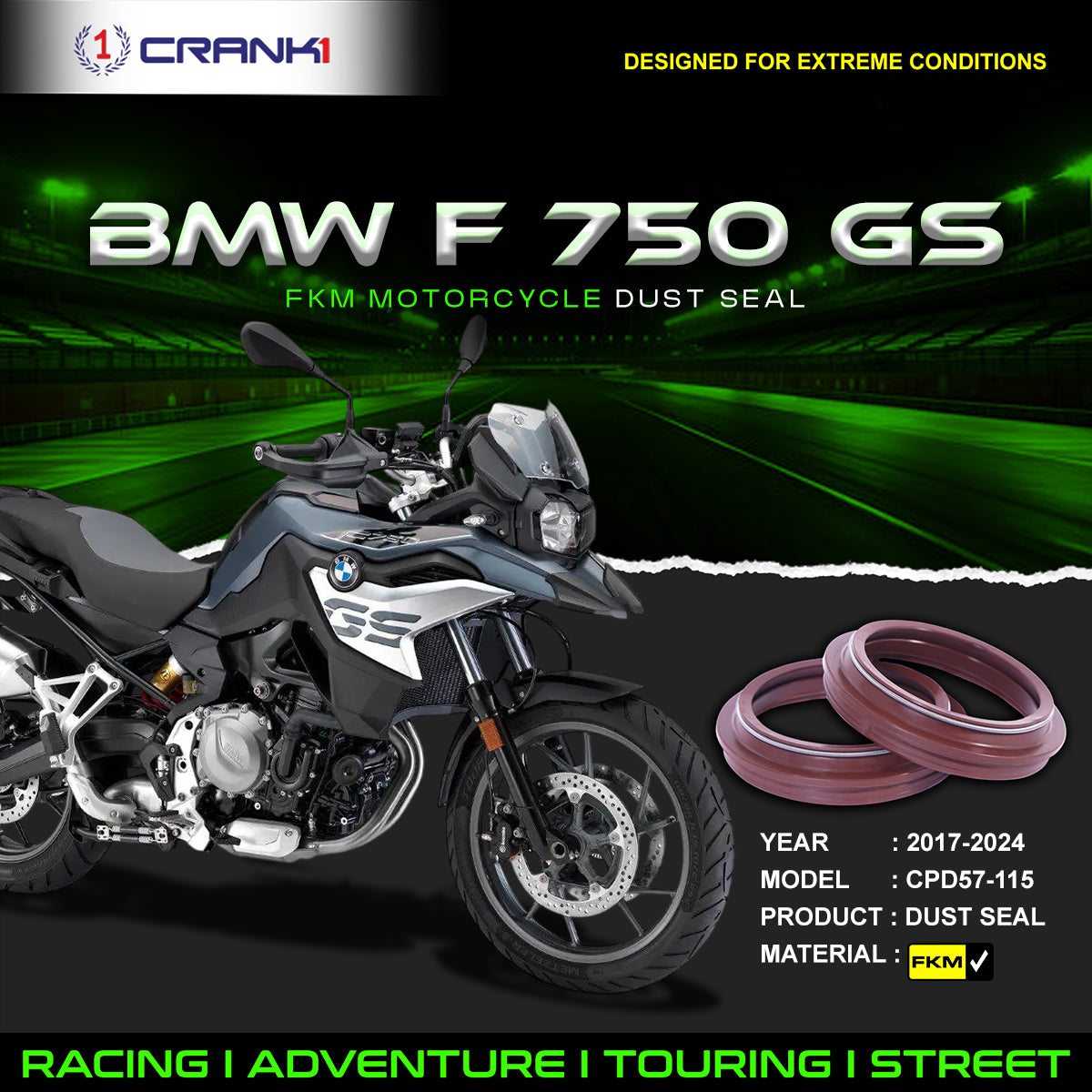 Fork Dust Seals Pair For BMW F 750 GS (2017-2024) - CPD57-115 - CRANK1