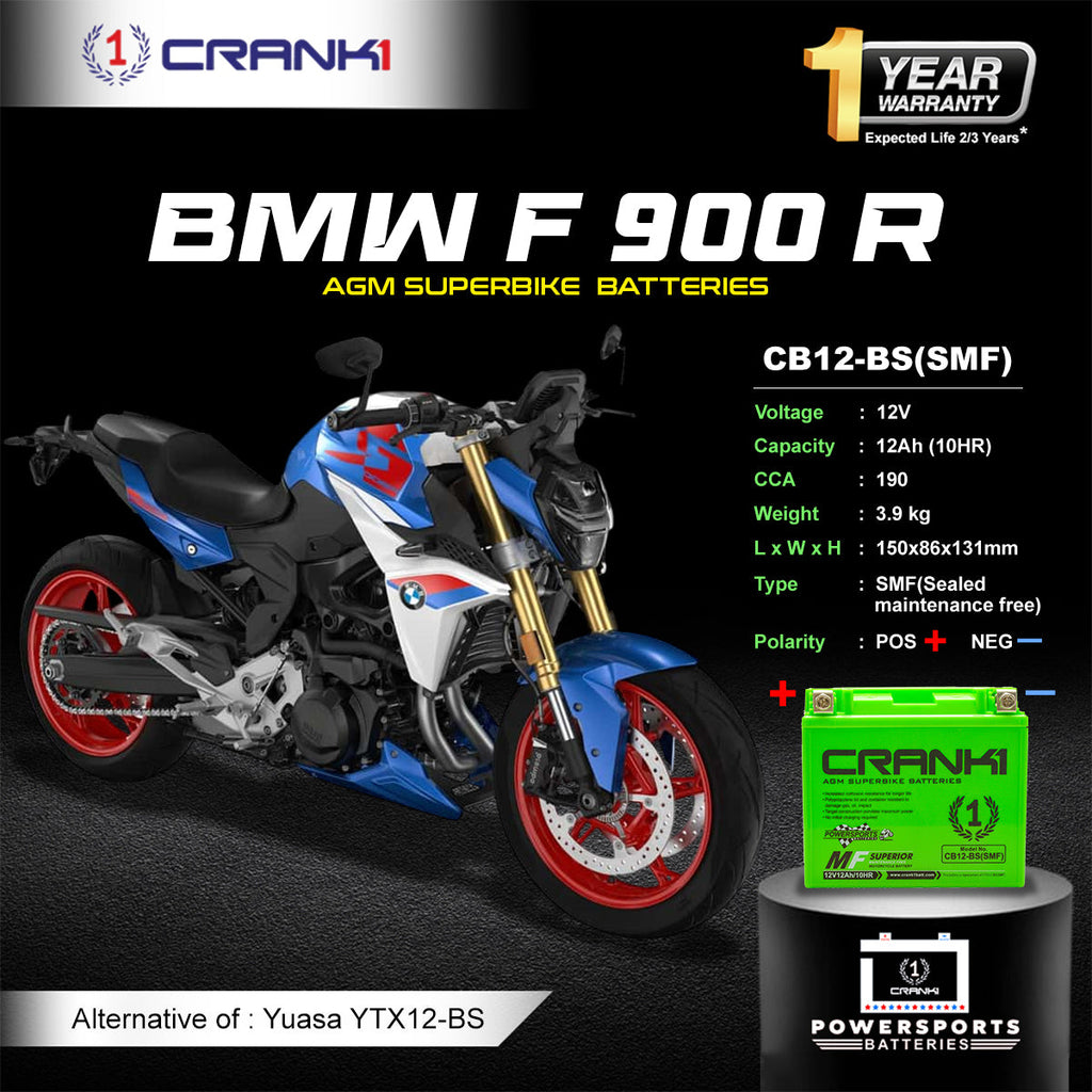 Battery For BMW F 900 R (2020-2025) - CB12-BS - Factory Activated - CRANK1