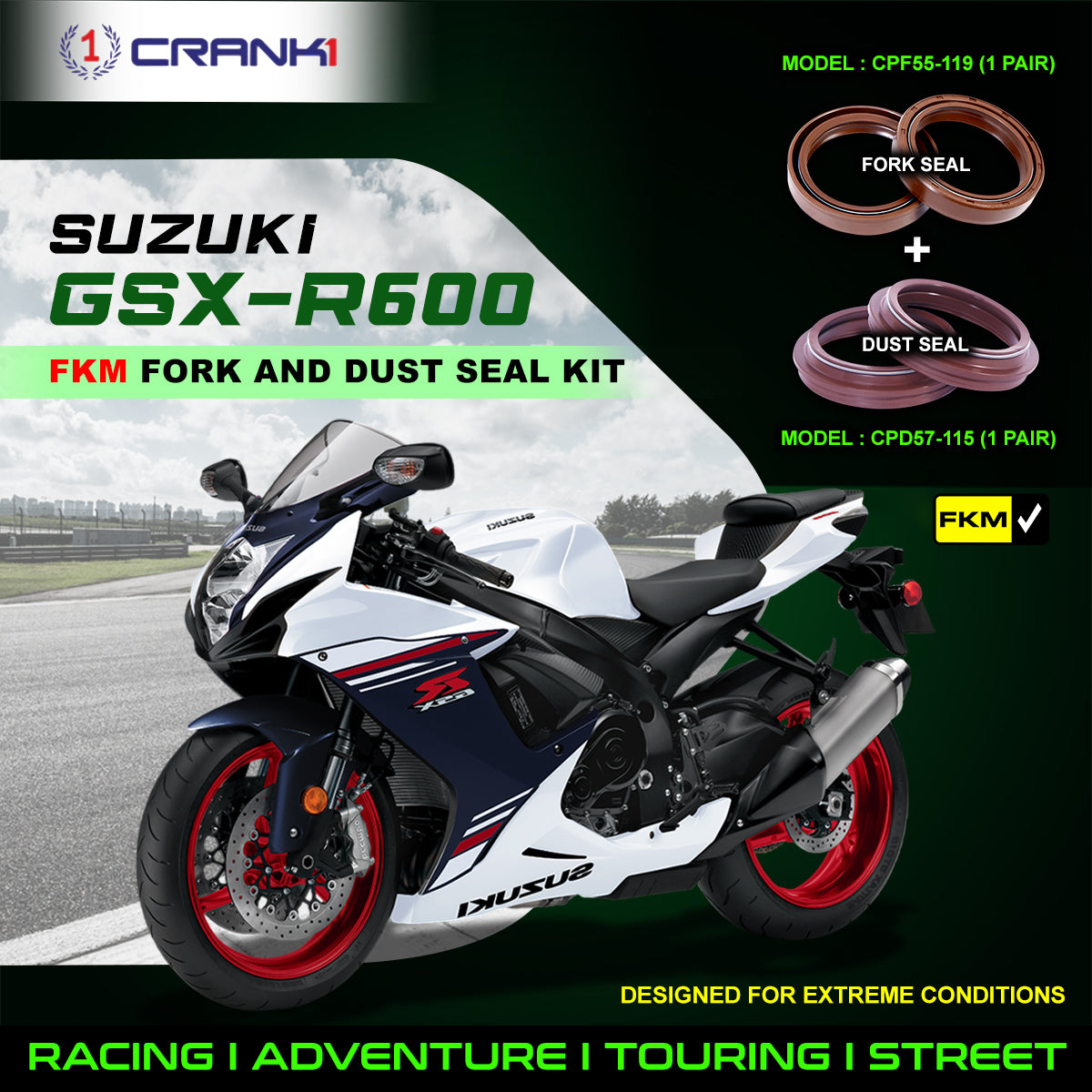 Fork And Dust Seals Kit For Suzuki GSX-R600 - CRANK1