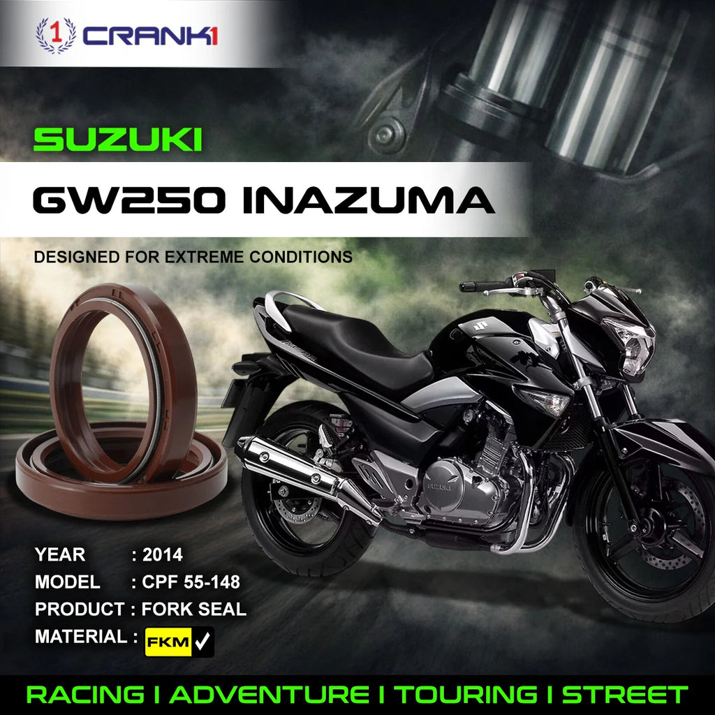 Fork Oil Seals Pair For Suzuki GW250 Inazuma (2014) - CPF55-148 - CRANK1