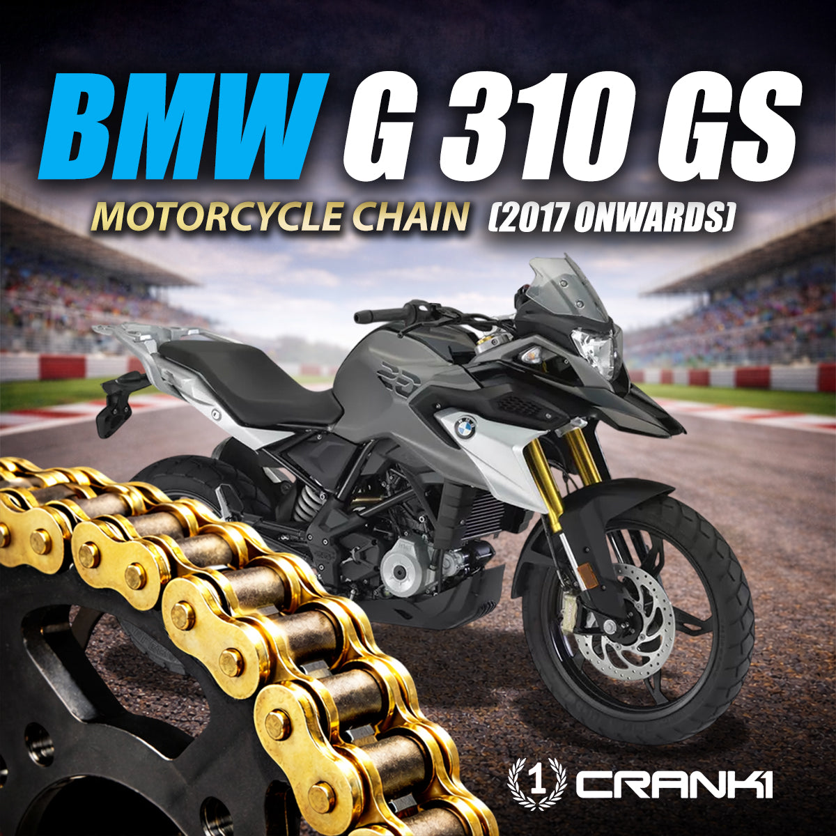 Chain For BMW G 310 GS (2017 Onwards) - 520 Pitch x 114 Links Gold (ZVMX) - CRANK1