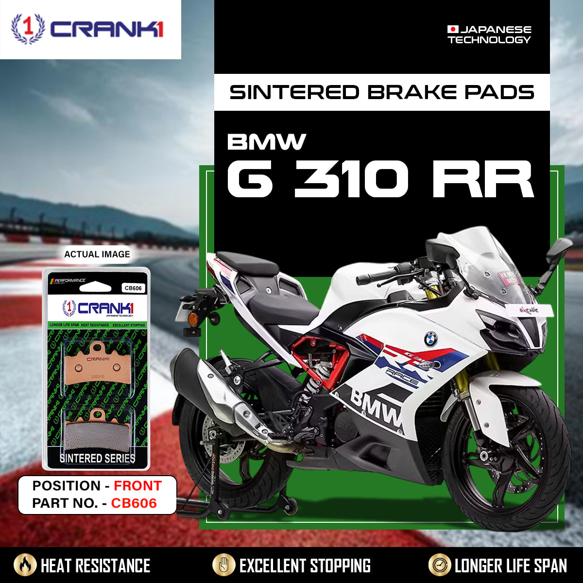 Carbon Brake Pads For BMW G 310 RR - Front - CFB606 - 1 Set - CRANK1