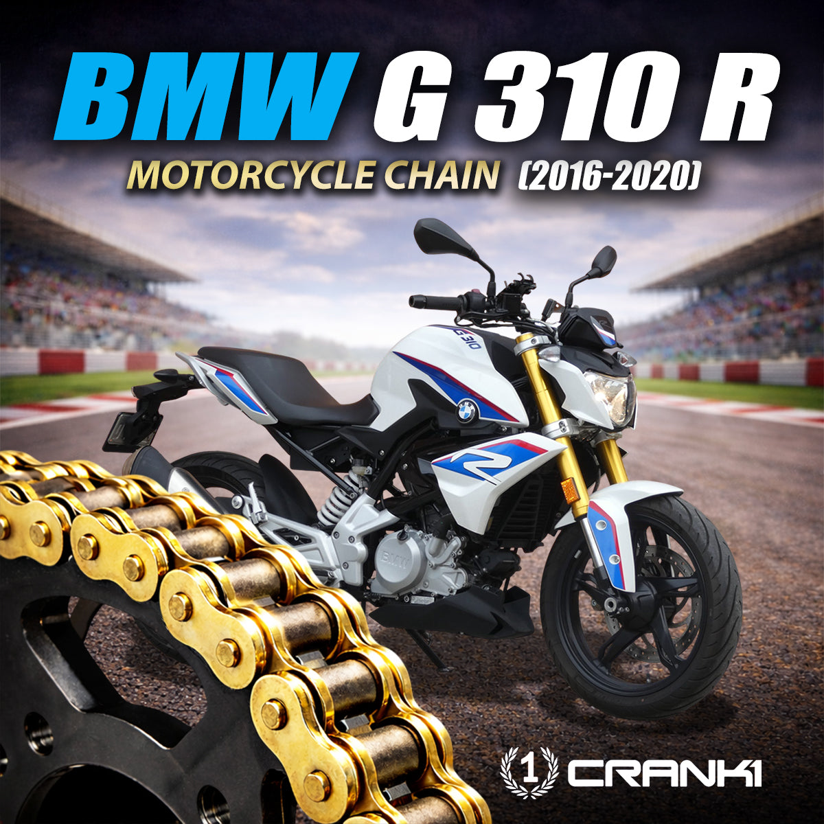 Chain For BMW G 310 R (2016-2020) - 520 Pitch x 114 Links Gold (ZVMX) - CRANK1