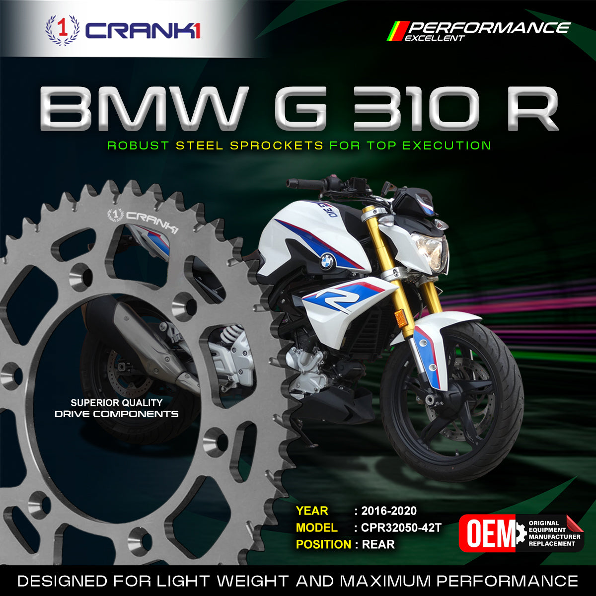 Sprocket For BMW G 310 R (2016-2020) - Rear - CPR32050-42T - CRANK1