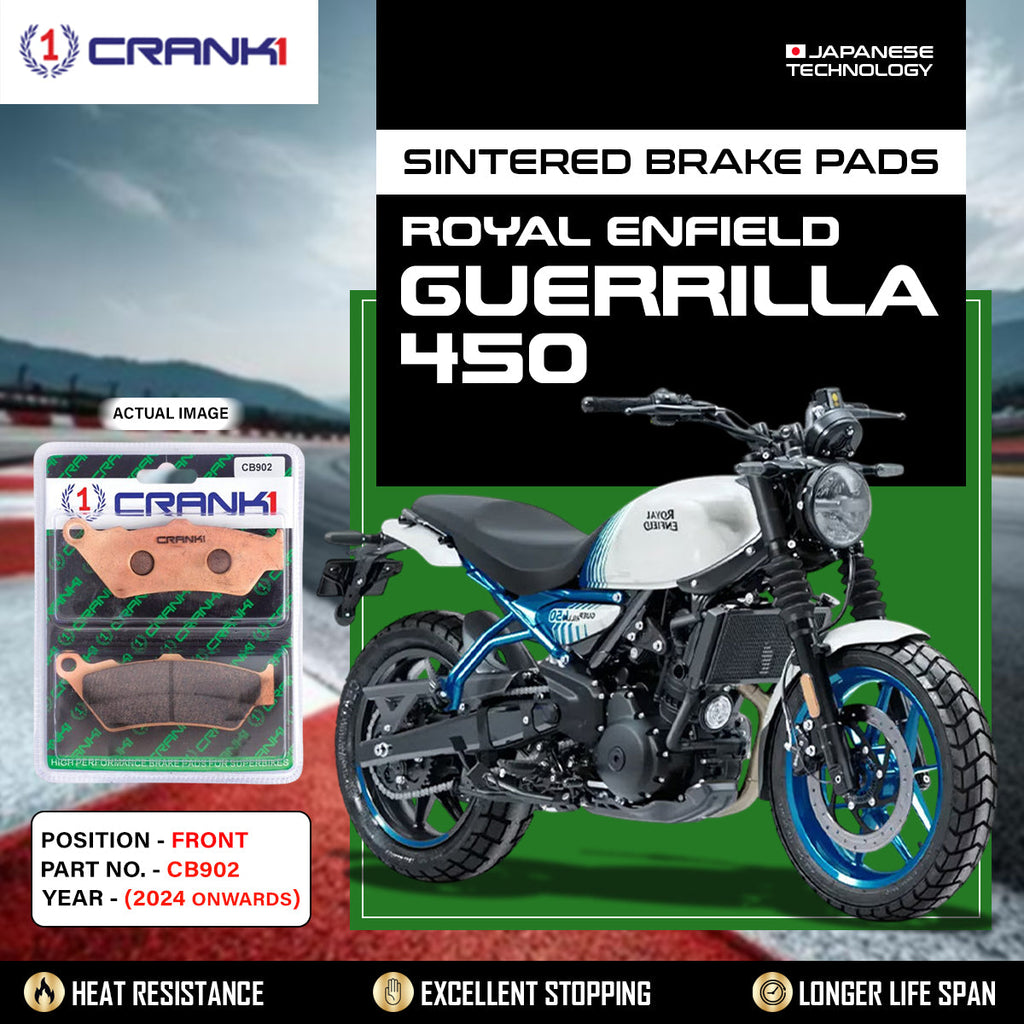 Sintered Brake Pads For Royal Enfield Guerrilla 450 (2024 Onwards) - Front - CB902 - 1 Set - CRANK1