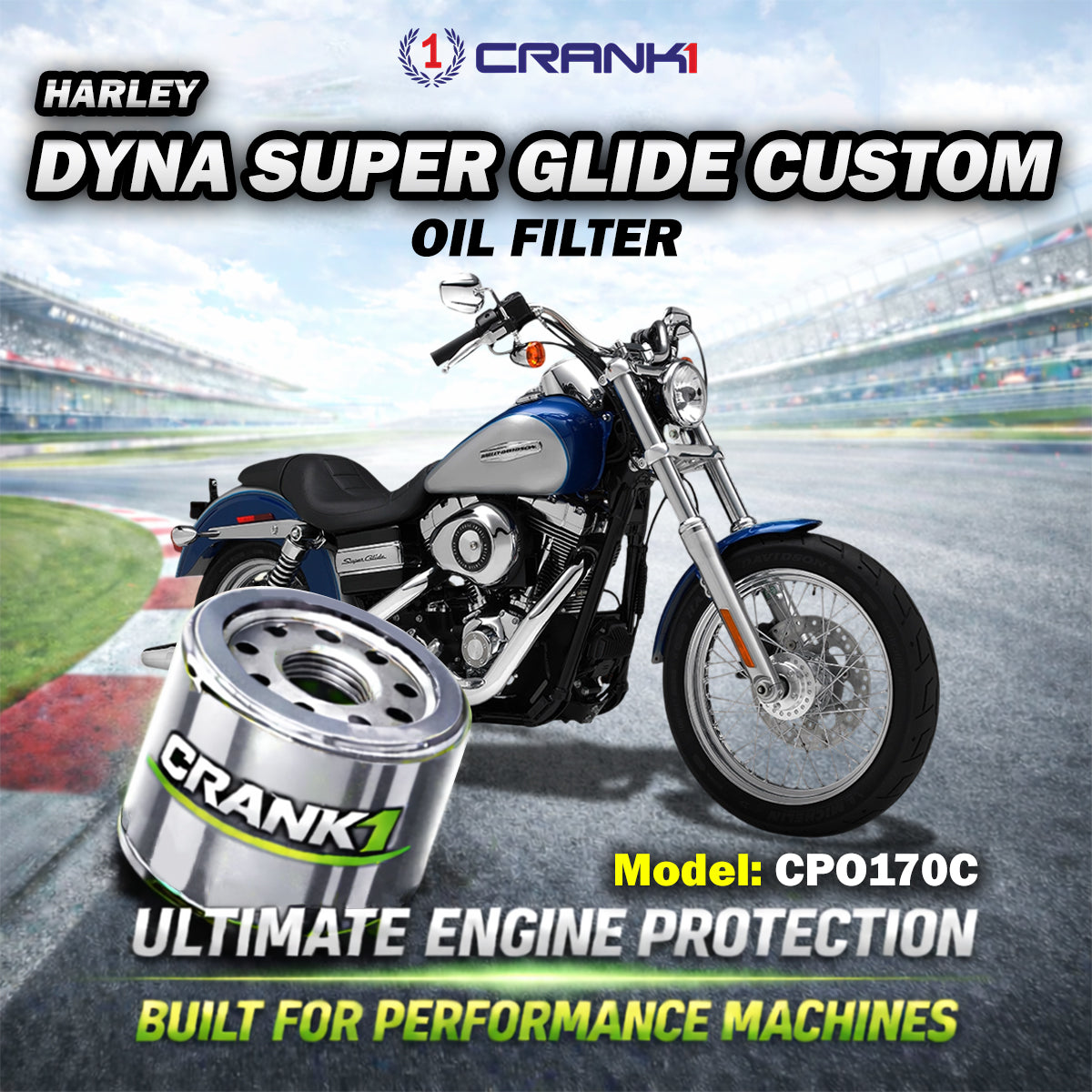 Oil Filter For Harley Davidson Dyna Super Glide Custom - CPO170C - CRANK1