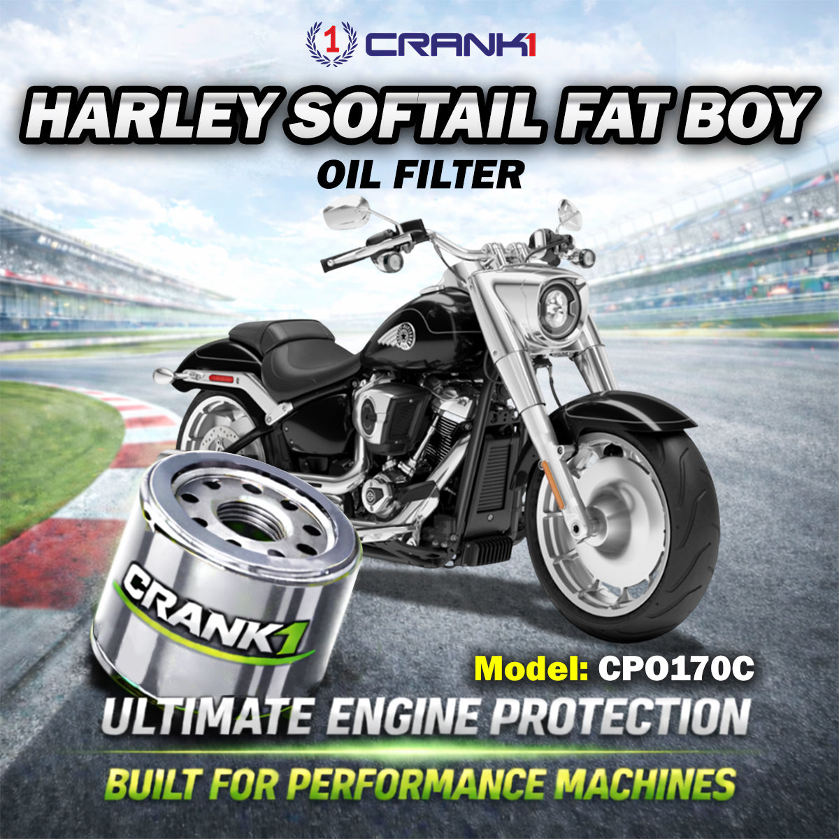 Oil Filter For Harley Davidson Softail Fat Boy - CPO170C - CRANK1