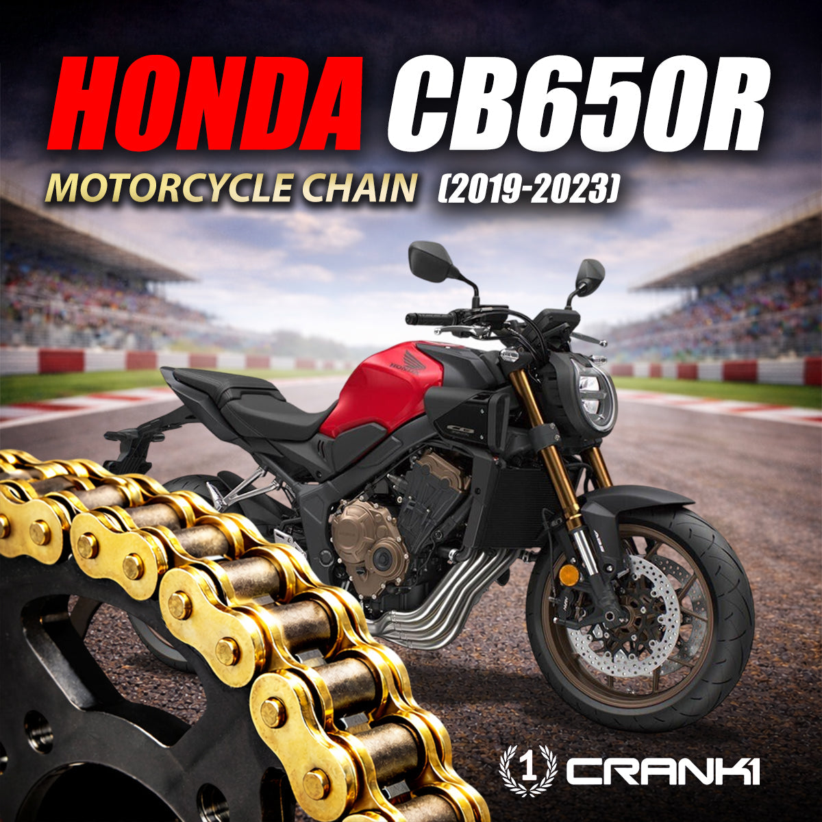 Chain For Honda CB650R (2019-2023) - 525 Pitch x 118 Links Gold (ZVMX) - CRANK1