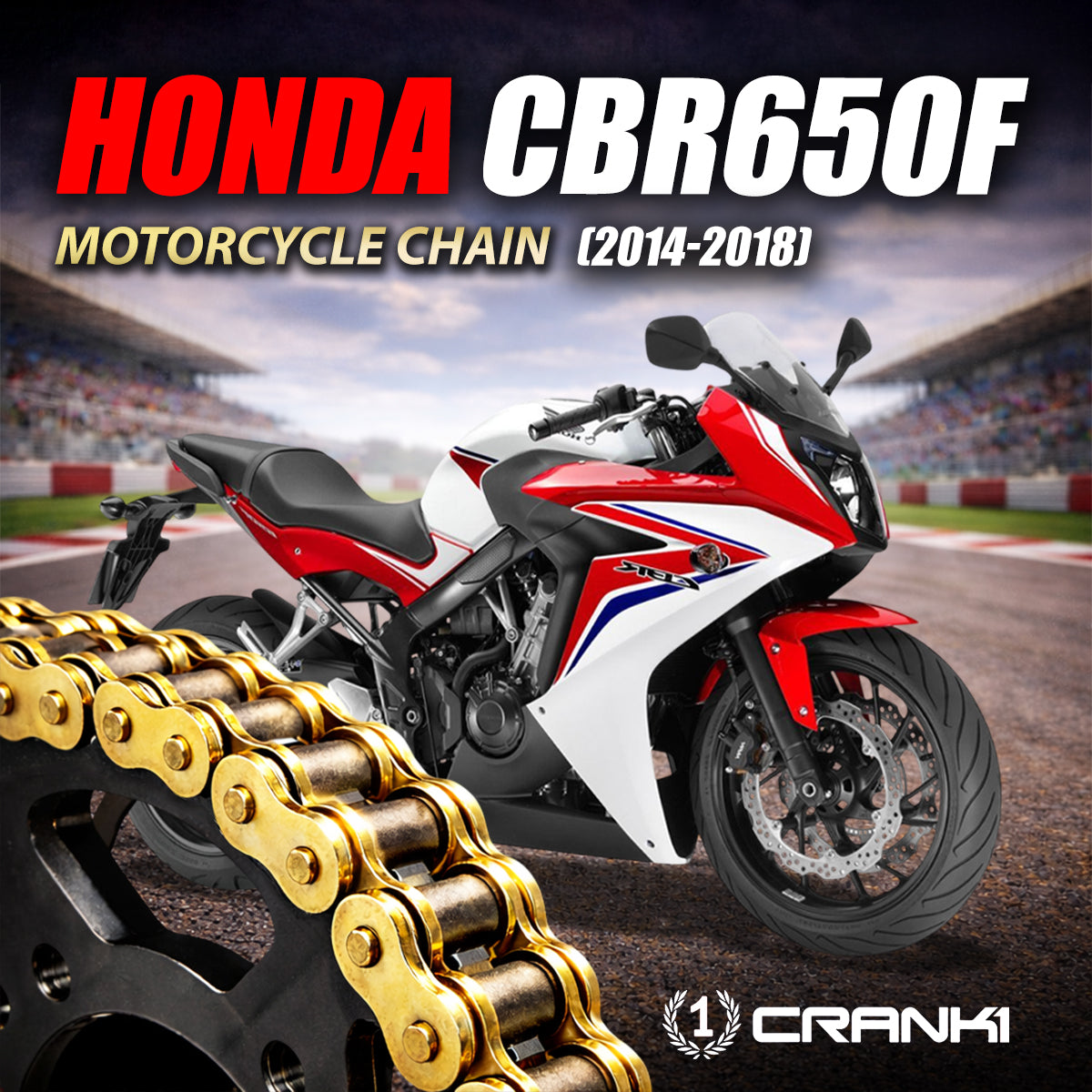Chain For Honda CBR650F (2014-2018) - 525 Pitch x 118 Links Gold (ZVMX) - CRANK1