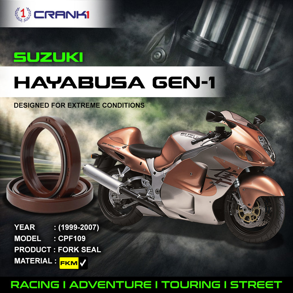 Fork Oil Seals Pair For Suzuki Hayabusa GEN-1 (1999-2007) - CPF109 - CRANK1