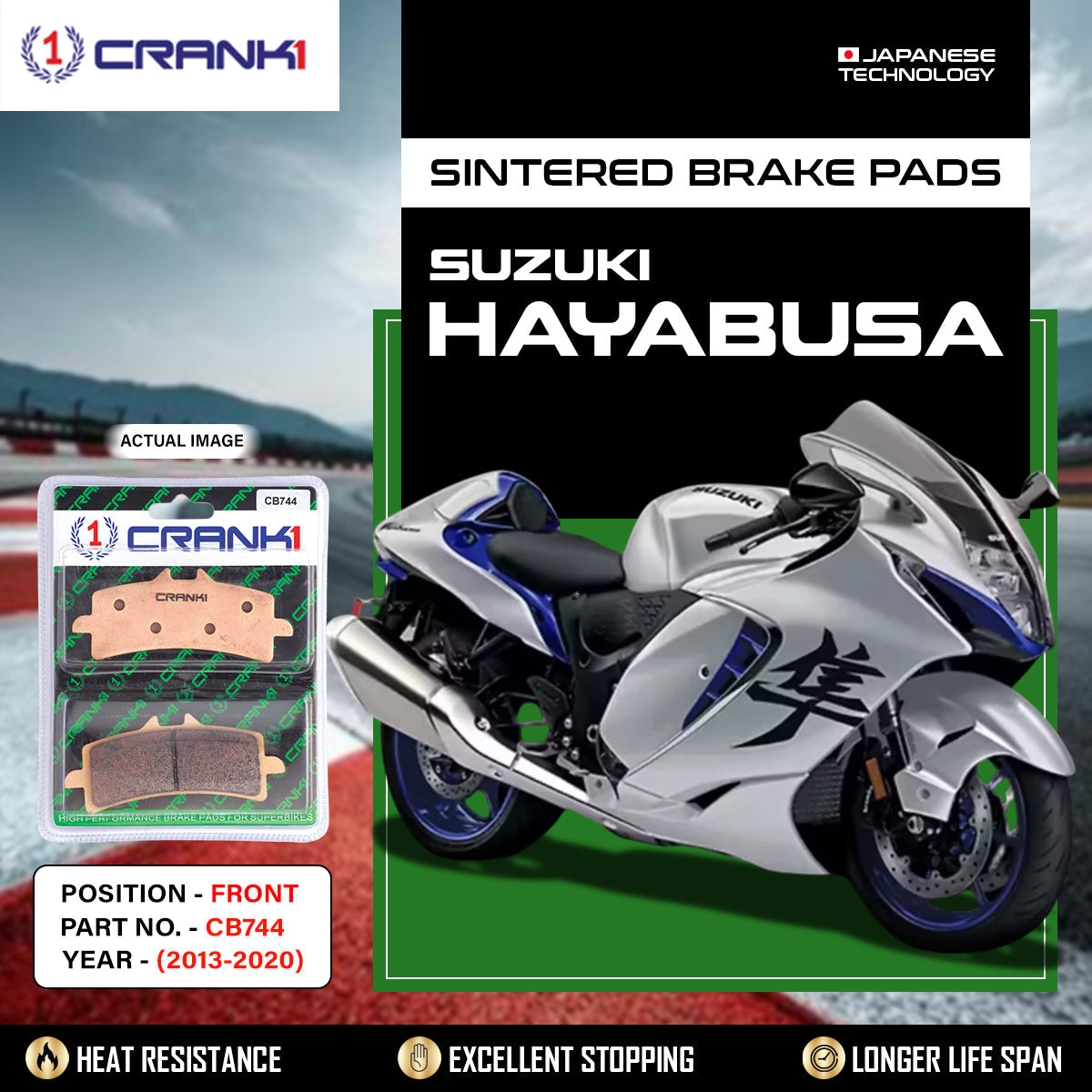 Sintered Brake Pads For Suzuki Hayabusa (2013-2020) - Front - CB744 - 2 Sets - CRANK1