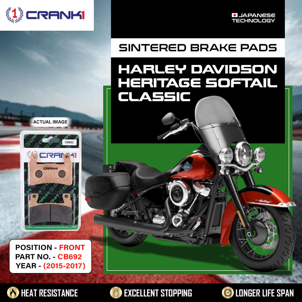 Sintered Brake Pads For Harley Davidson Heritage Softail Classic (2015-2017) - Front - CB692 - 1 Set - CRANK1