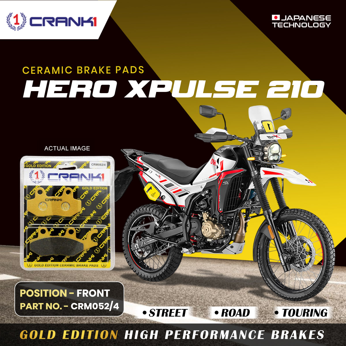 Ceramic Brake Pads For Hero Xpulse 210  - Front - CRM052/4 - 1 Set - CRANK1