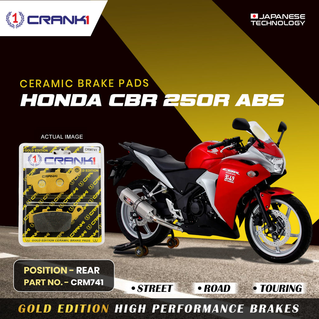 Ceramic Brake Pads For Honda CBR 250R ABS - Rear - CRM741 - 1 Set - CRANK1