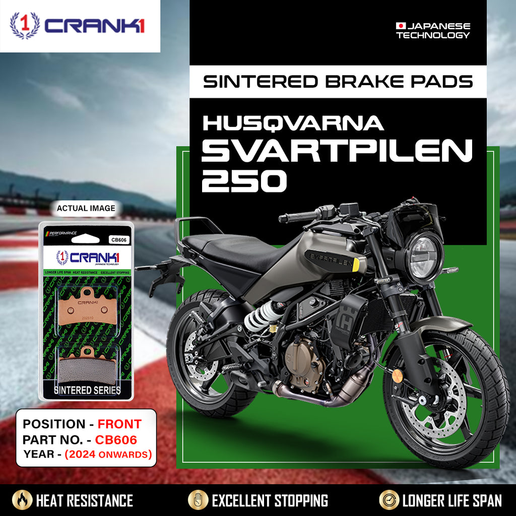 Sintered Brake Pads For Husqvarna Svartpilen 250 (2024 onwards) - Front - CB606 - 1 Set - CRANK1