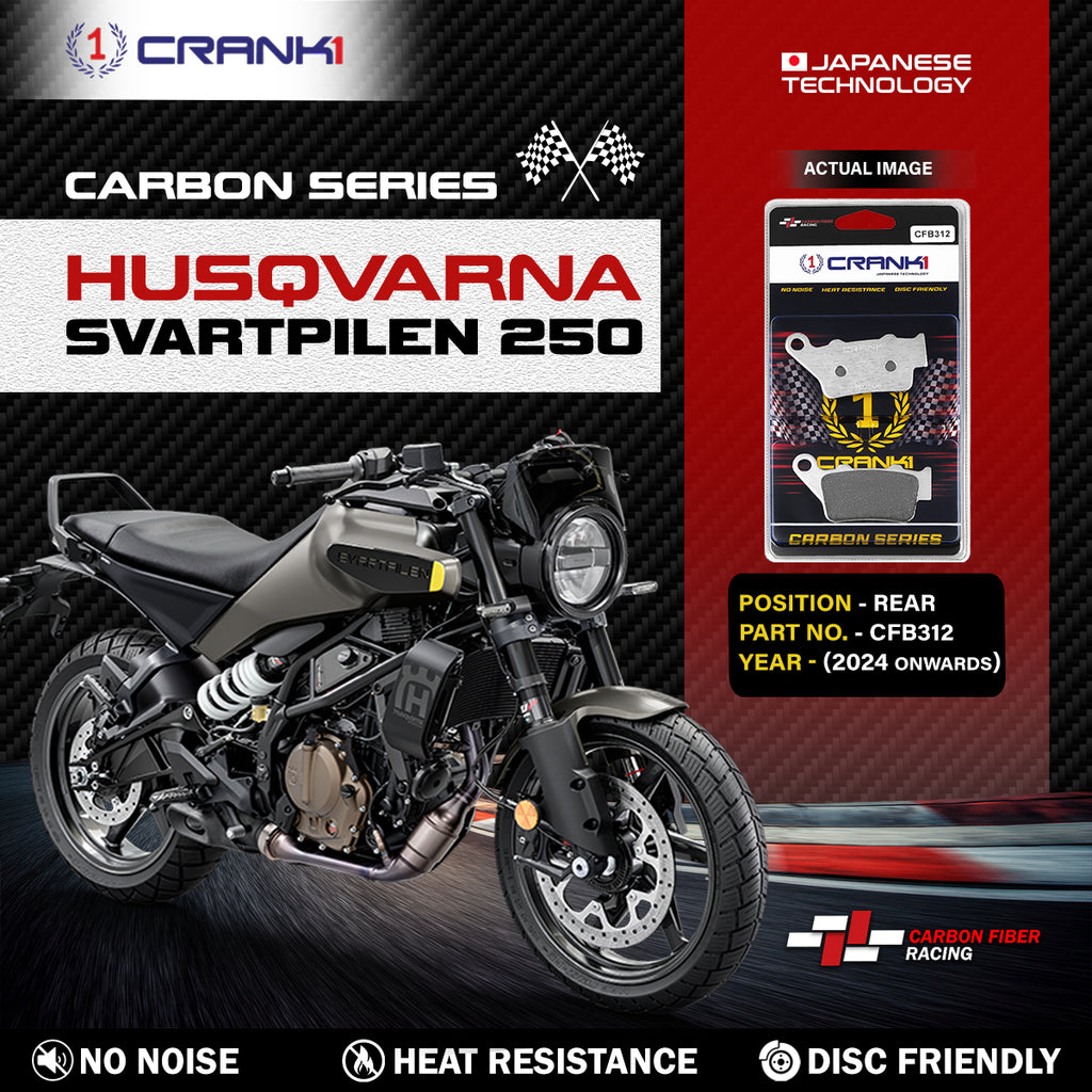 Carbon Brake Pads For Husqvarna Svartpilen 250 (2024 onwards) - Rear - CFB312 - 1 Set - CRANK1