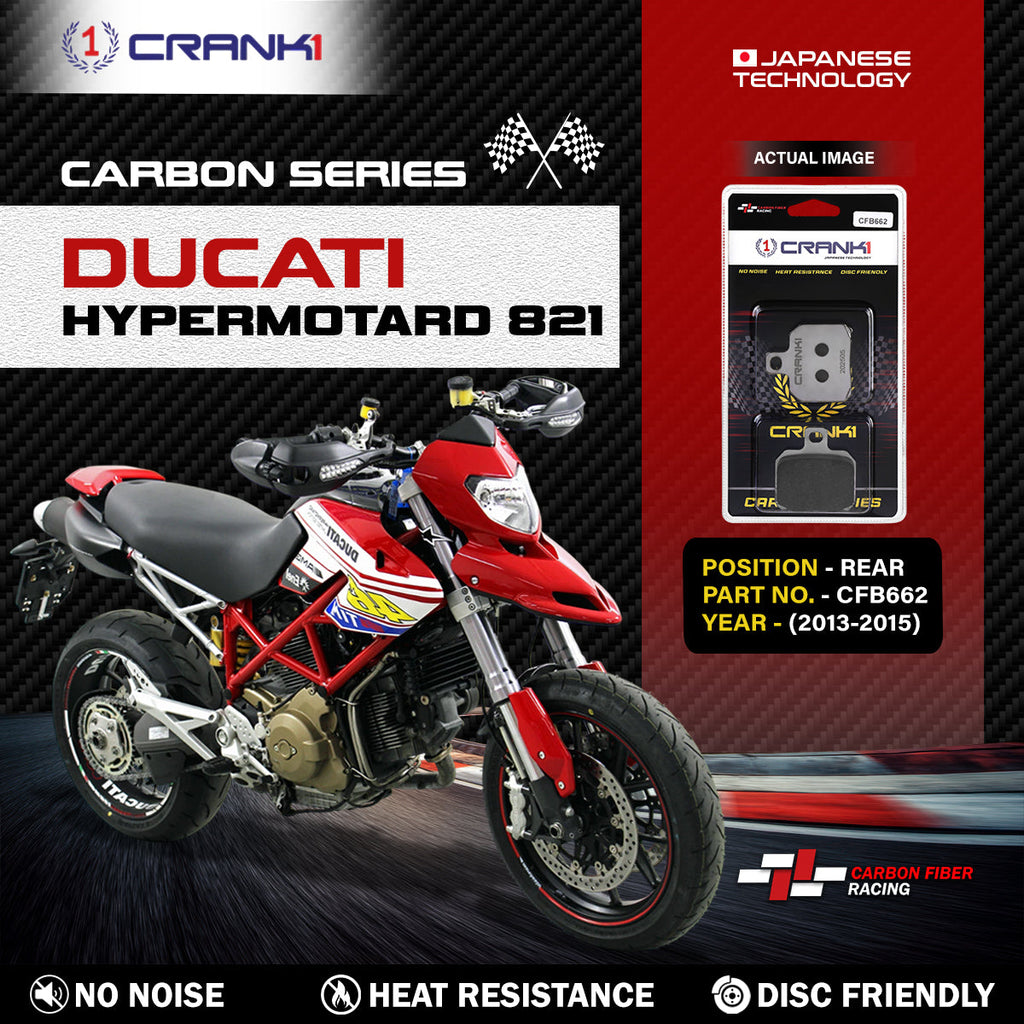 Carbon Brake Pads For Ducati Hypermotard 821 (2013-2015) - Rear - CFB662 - 1 Set - CRANK1